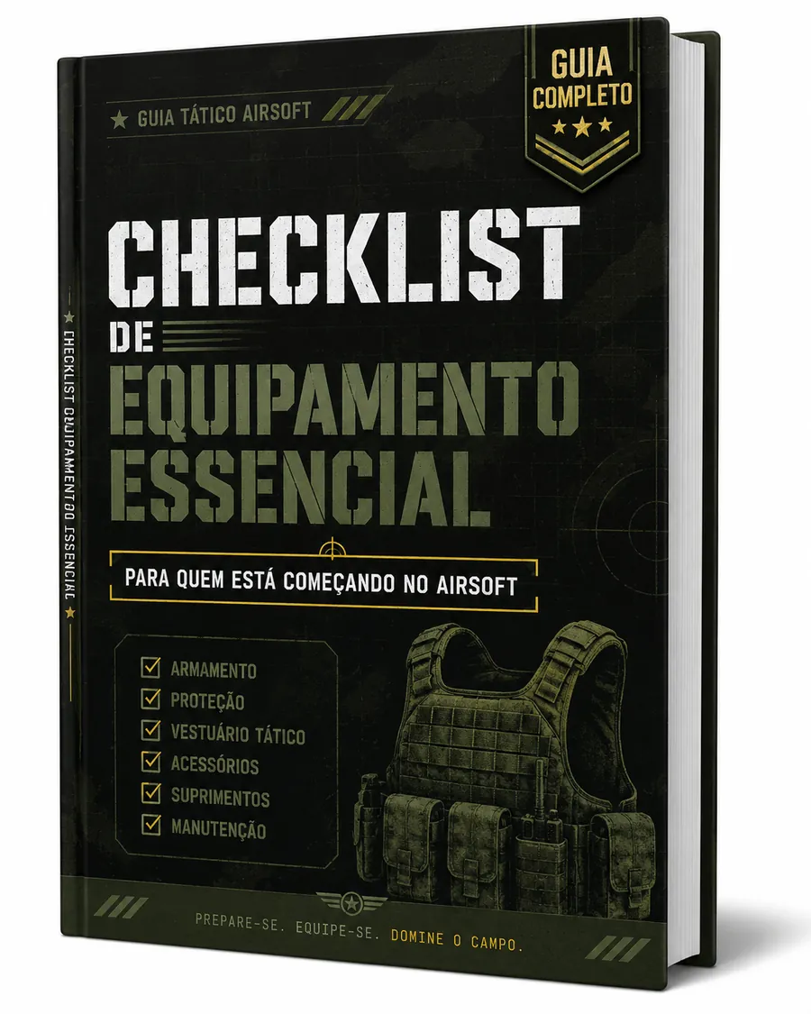 Mockup do material Checklist de Equipamento Essencial pra Quem Tá Começando